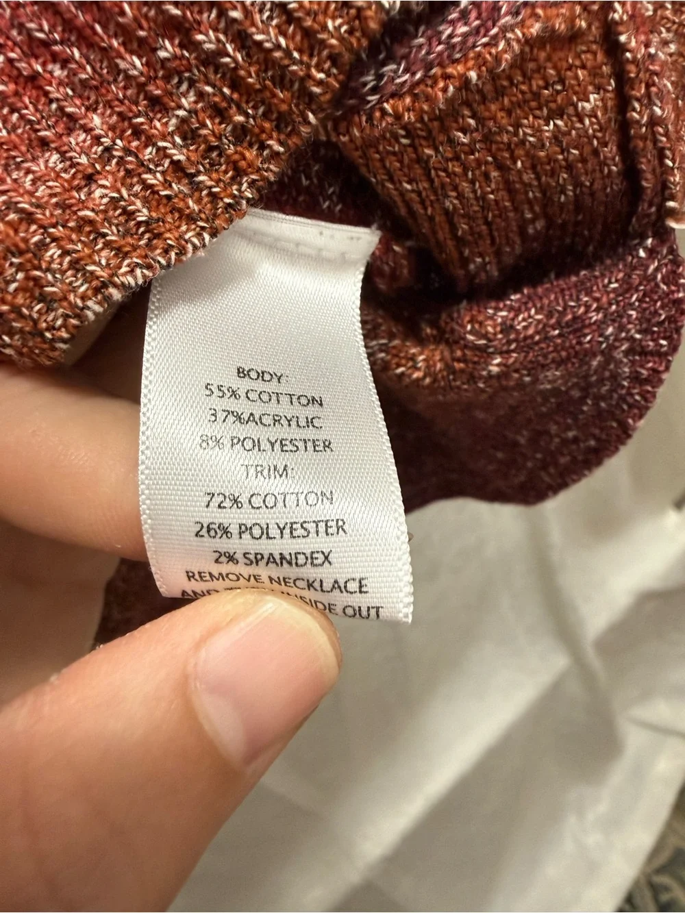 Kim Rogers Marled Red and Brown Crewneck Sweater